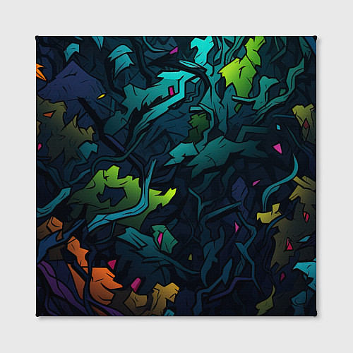 Картина квадратная Кислотная яркая абстракция в камуфляжном стиле / 3D-принт – фото 2