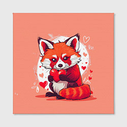 Холст квадратный Рыжая лисичка с сердцем, цвет: 3D-принт — фото 2