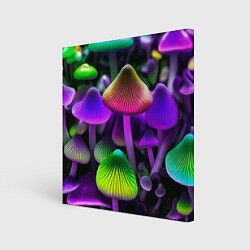 Холст квадратный Люминесцентные грибы, цвет: 3D-принт