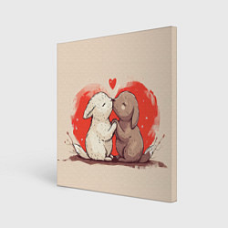 Холст квадратный Влюбленные кролики, цвет: 3D-принт