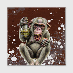 Холст квадратный Обезьяна с гранатой в лапе, цвет: 3D-принт — фото 2