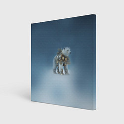 Холст квадратный Белый северный медведь в стиле стимпанк, цвет: 3D-принт