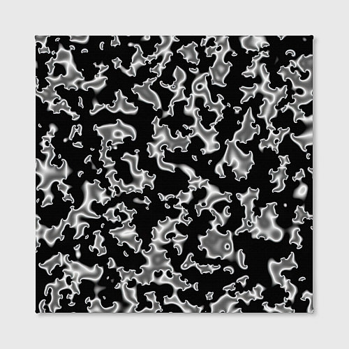 Картина квадратная Капли жидкого металла - камуфляж на чёрном / 3D-принт – фото 2