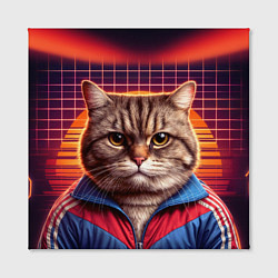Холст квадратный Полосатый кот в спортивном костюме, цвет: 3D-принт — фото 2