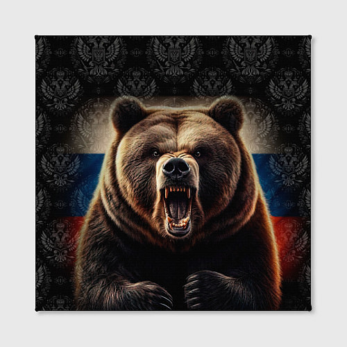 Картина квадратная Агрессивный медведь России патриот / 3D-принт – фото 2