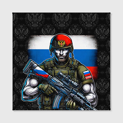 Картина квадратная Русский солдат на фоне флага / 3D-принт – фото 2