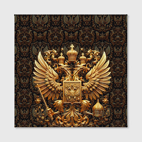 Картина квадратная Объемный золотой герб России / 3D-принт – фото 2