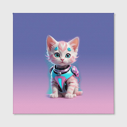 Картина квадратная Милый котёнок - киберпанк милашка / 3D-принт – фото 2