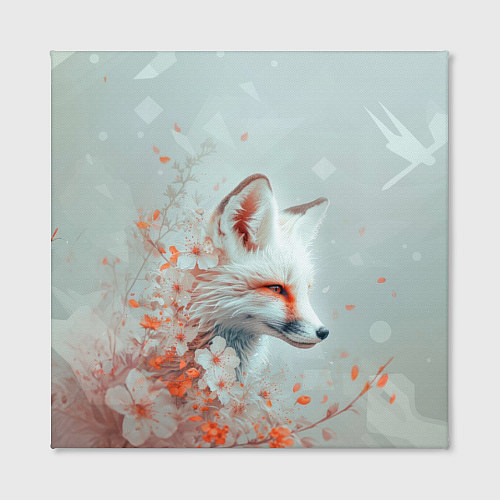 Картина квадратная Белый лис в цветах / 3D-принт – фото 2