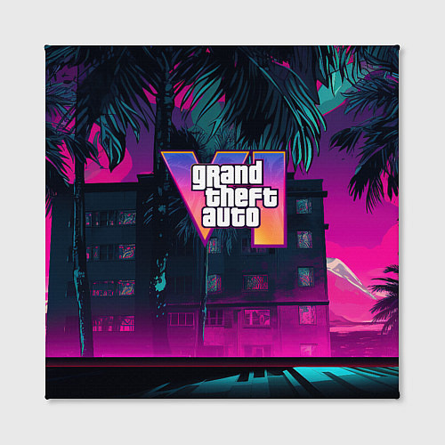 Картина квадратная GTA 6 logo night Vice city / 3D-принт – фото 2