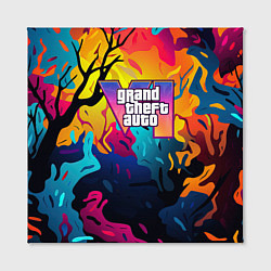 Холст квадратный GTA 6 logo яркий неоновый камуфляжный стиль, цвет: 3D-принт — фото 2
