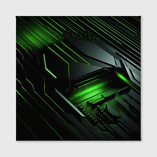 Картина квадратная Металл и зеленый яркий неоновый свет / 3D-принт – фото 2