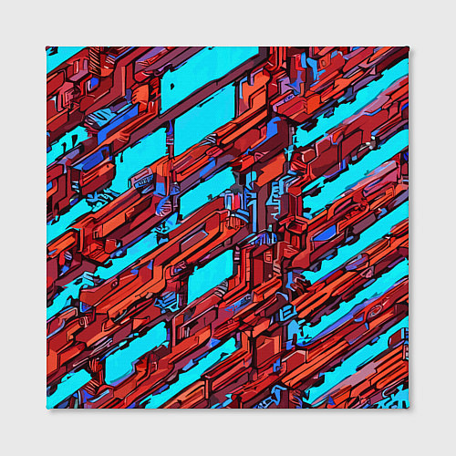 Картина квадратная Красные фрагменты на голубом фоне / 3D-принт – фото 2