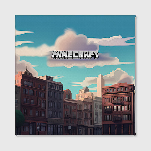 Картина квадратная Minecraft город и лого / 3D-принт – фото 2