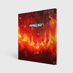 Холст квадратный Minecraft logo fire, цвет: 3D-принт