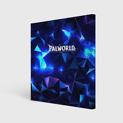 Холст квадратный Palworld логотип и синие блики, цвет: 3D-принт