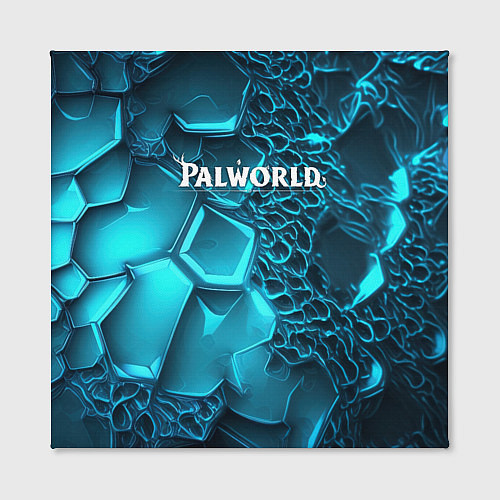 Картина квадратная Palworld логотип на ярких синих неоновых плитах / 3D-принт – фото 2