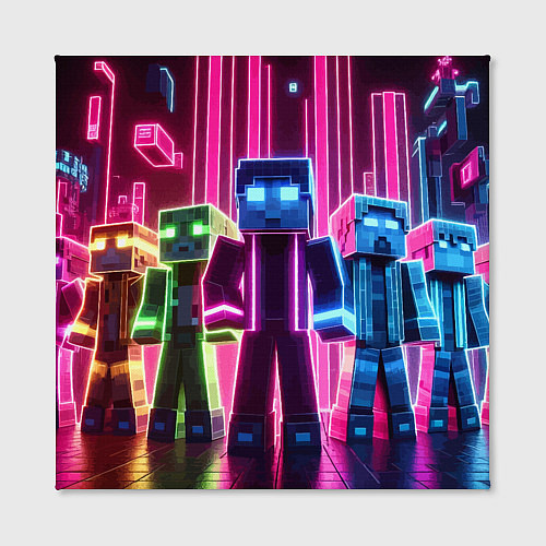 Картина квадратная Minecraft characters - neon glow / 3D-принт – фото 2