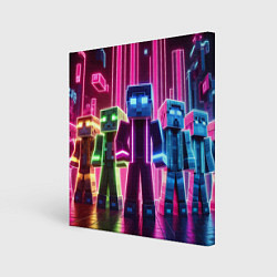 Картина квадратная Minecraft characters - neon glow
