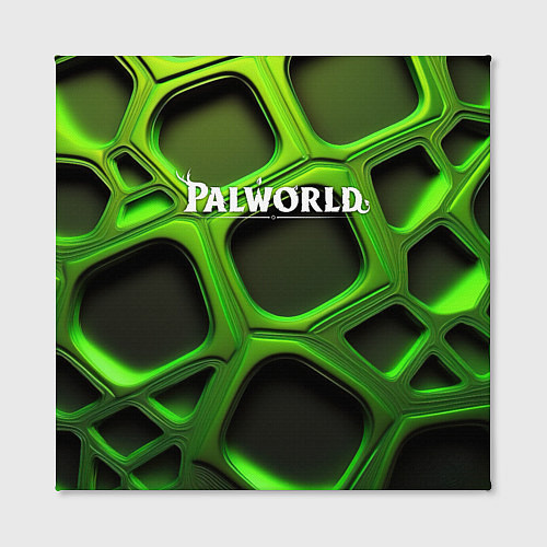 Картина квадратная Palworld логотип на зеленой объемной абстракции / 3D-принт – фото 2