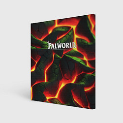 Холст квадратный Palworld логотип на зеленой абстракции фон, цвет: 3D-принт