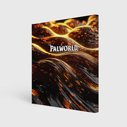 Холст квадратный Palworld логотип золотистый и черный фон, цвет: 3D-принт