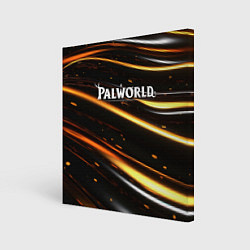 Холст квадратный Palworld логотип золотые волны на черном, цвет: 3D-принт