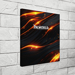 Холст квадратный Palworld логотип янтарные волны, цвет: 3D-принт — фото 2