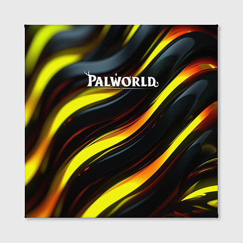 Картина квадратная Palworld логотип золотые и черные волны / 3D-принт – фото 2