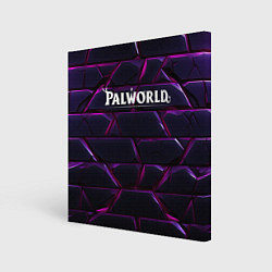 Холст квадратный Palworld логотип фиолетовые яркие плиты, цвет: 3D-принт