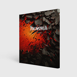 Холст квадратный Palworld логотип черные плиты в разломе, цвет: 3D-принт