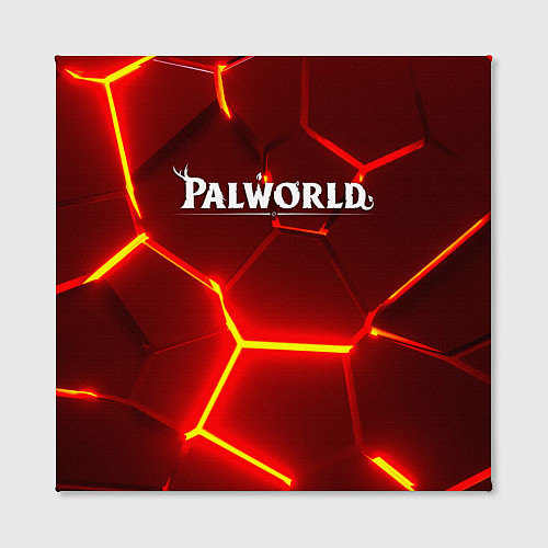 Картина квадратная Palworld логотип разлом красных плит / 3D-принт – фото 2