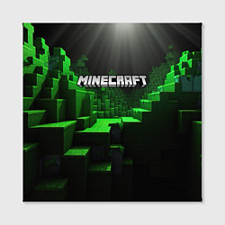 Холст квадратный Minecraft logo зеленые яркие плитки, цвет: 3D-принт — фото 2