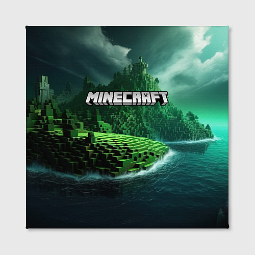 Картина квадратная Minecraft logo зеленый мир / 3D-принт – фото 2