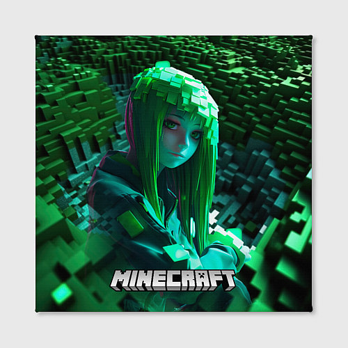 Картина квадратная Minecraft девушка зеленый мир / 3D-принт – фото 2