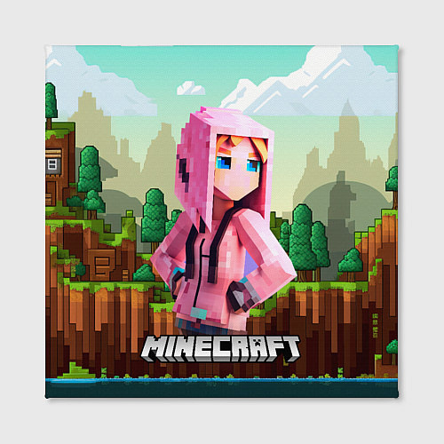 Картина квадратная Персонаж Minecraft девушка в пиксельном мире / 3D-принт – фото 2