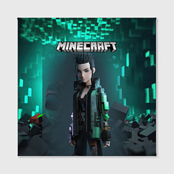 Холст квадратный Minecraft cyberpunk green neon, цвет: 3D-принт — фото 2