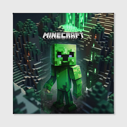 Картина квадратная Minecraft зеленый персонаж / 3D-принт – фото 2