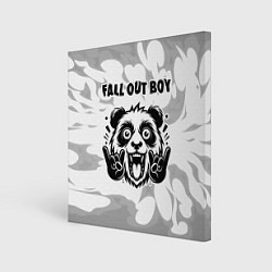 Холст квадратный Fall Out Boy рок панда на светлом фоне, цвет: 3D-принт