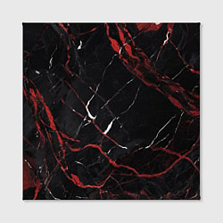 Холст квадратный Черно-красный мрамор, цвет: 3D-принт — фото 2