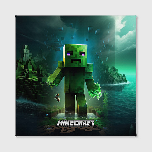 Картина квадратная Minecraft зеленый персонаж на острове / 3D-принт – фото 2