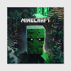 Холст квадратный Minecraft зеленый персонаж каменные джунгли, цвет: 3D-принт — фото 2
