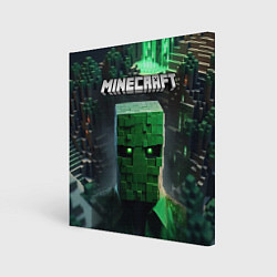Холст квадратный Minecraft зеленый персонаж каменные джунгли, цвет: 3D-принт