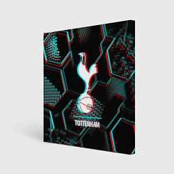 Холст квадратный Tottenham FC в стиле glitch на темном фоне, цвет: 3D-принт