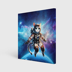 Картина квадратная Кот космонавт в космосе