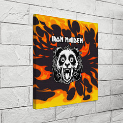 Холст квадратный Iron Maiden рок панда и огонь, цвет: 3D-принт — фото 2
