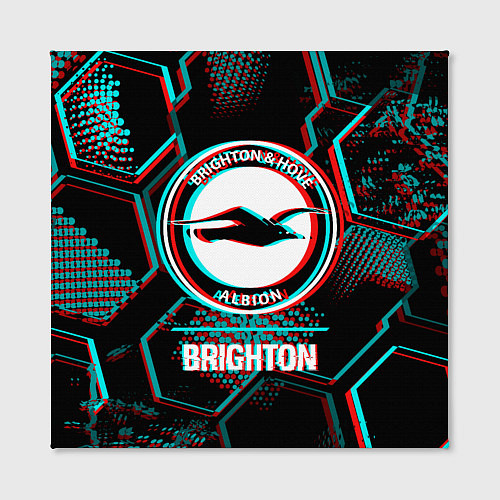 Картина квадратная Brighton FC в стиле glitch на темном фоне / 3D-принт – фото 2