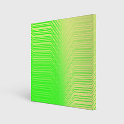 Холст квадратный Зелёные градиентные линии, цвет: 3D-принт