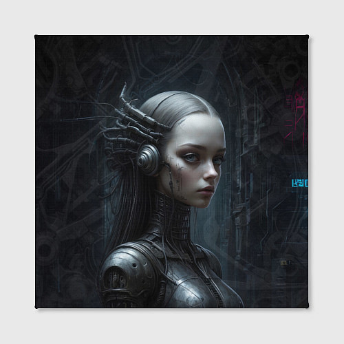Картина квадратная Девушка-андроид из стали / 3D-принт – фото 2