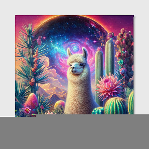 Картина квадратная Альпака в кактусах и портал / 3D-принт – фото 2